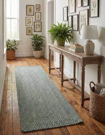 2' 7 x 10' Handmade Tweed Braided Jute Runner Rug