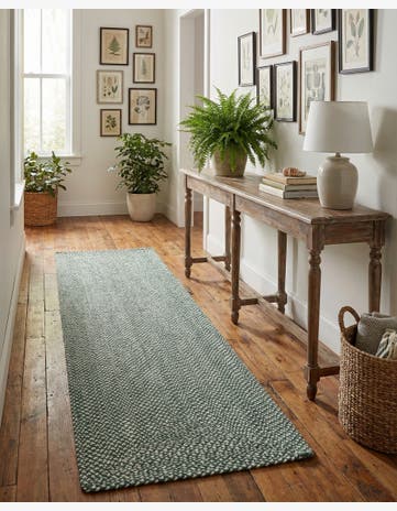 2' 7 x 10' Handmade Tweed Braided Jute Runner Rug