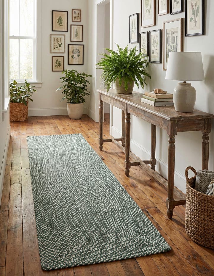 2' 7 x 10' Handmade Tweed Braided Jute Runn...