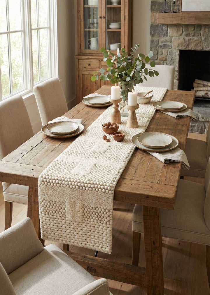 1' 2 x 8' 1 Hand Woven Lana New Zealand Wool Table Runner Rug