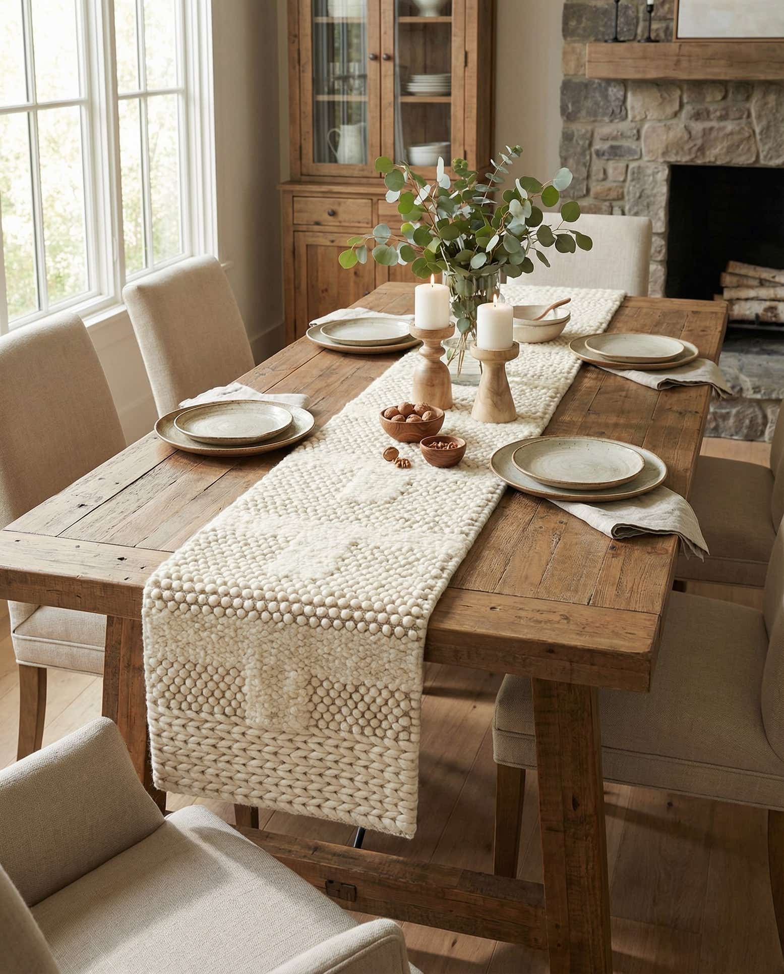 1' 2 x 8' 1 Hand Woven Lana New Zealand Wool Table Runner Rug