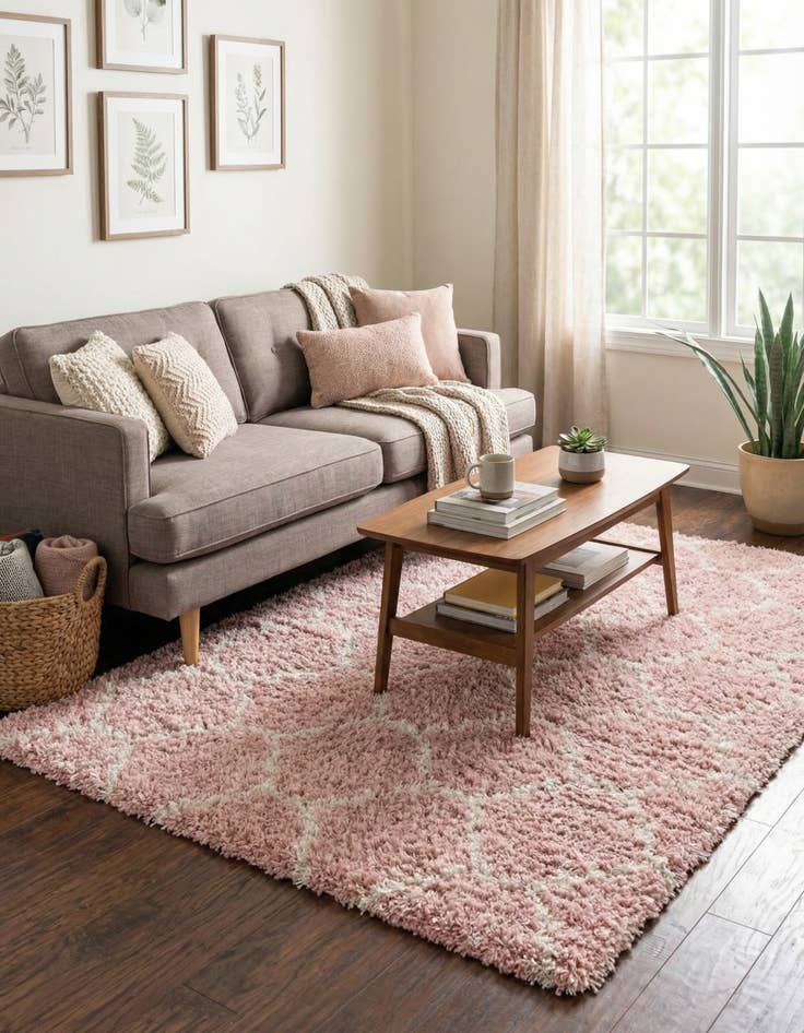 Detail image of  5' 3 x 8' Lattice Shag Rug