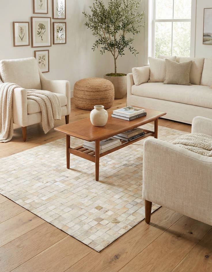 Detail image of 4' x 5' 8 Cowhide Stocks Rug