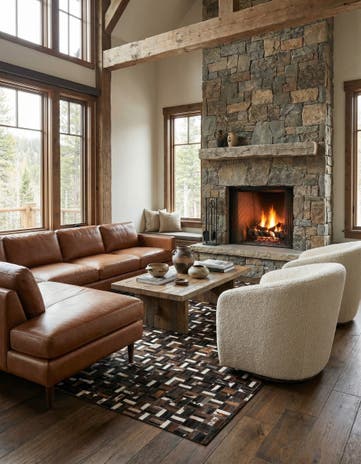 5' x 7' 10 Cowhide Leather Rug