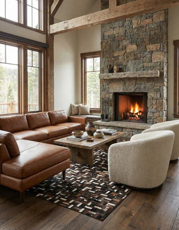 5' x 7' 10 Cowhide Leather Rug