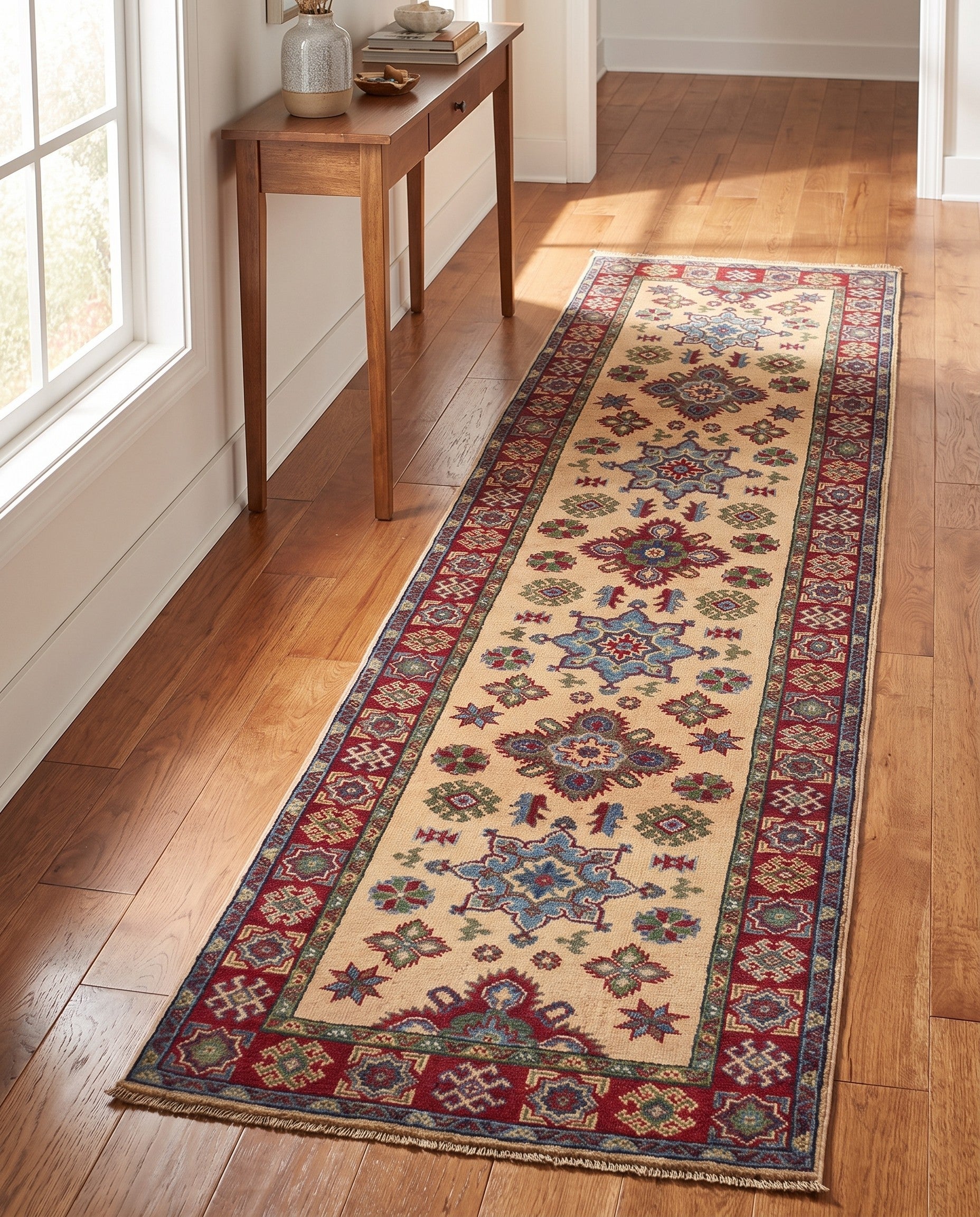 80cm x 300cm anudado a mano Kazak Alfombra Pasillera