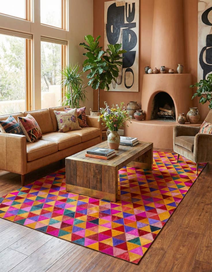 Detail image of 5' 2 x 8' Cowhide Stocks Rug