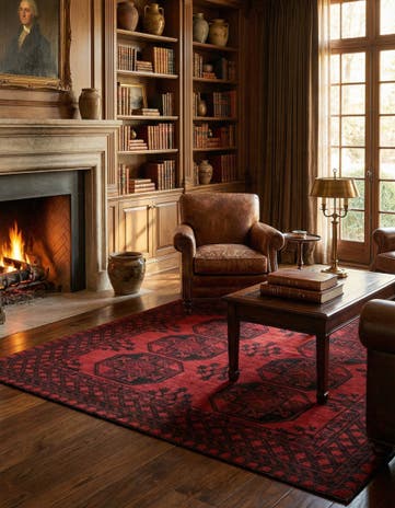 4' 9 x 6' 4 Hand Knotted Afghan Akhche Wool Rug