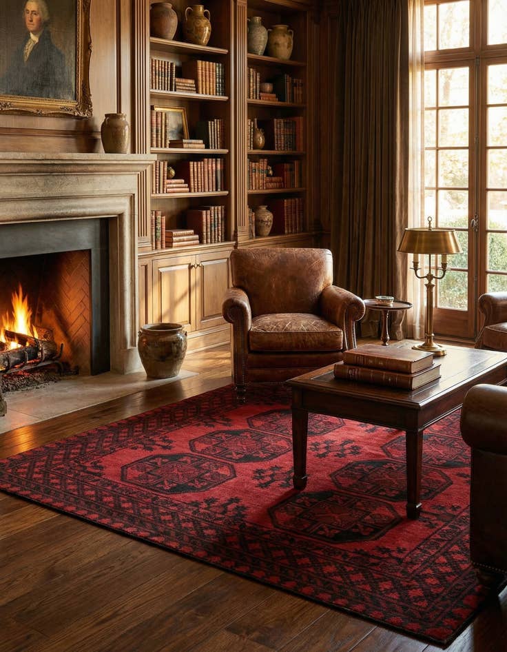 Detail image of 4' 9 x 6' 4  Hand Knotted Afghan Akhche Wool Rug