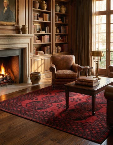 4' 9 x 6' 4 Hand Knotted Afghan Akhche Wool Rug