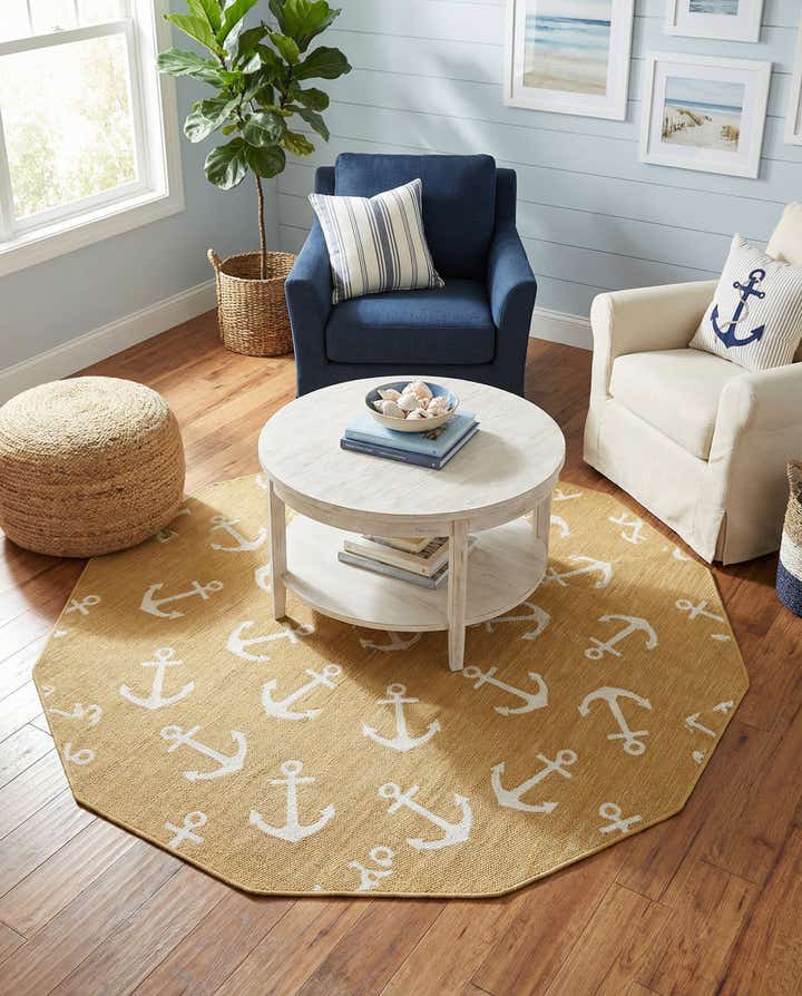 5' 3 x 5' 3 Easy-Clean Coastal Indoor / Outdoor Octagon Rug