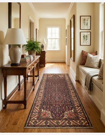 3' 8 x 9' 9 Hand Knotted Hossainabad Persian Wool Runner Rug