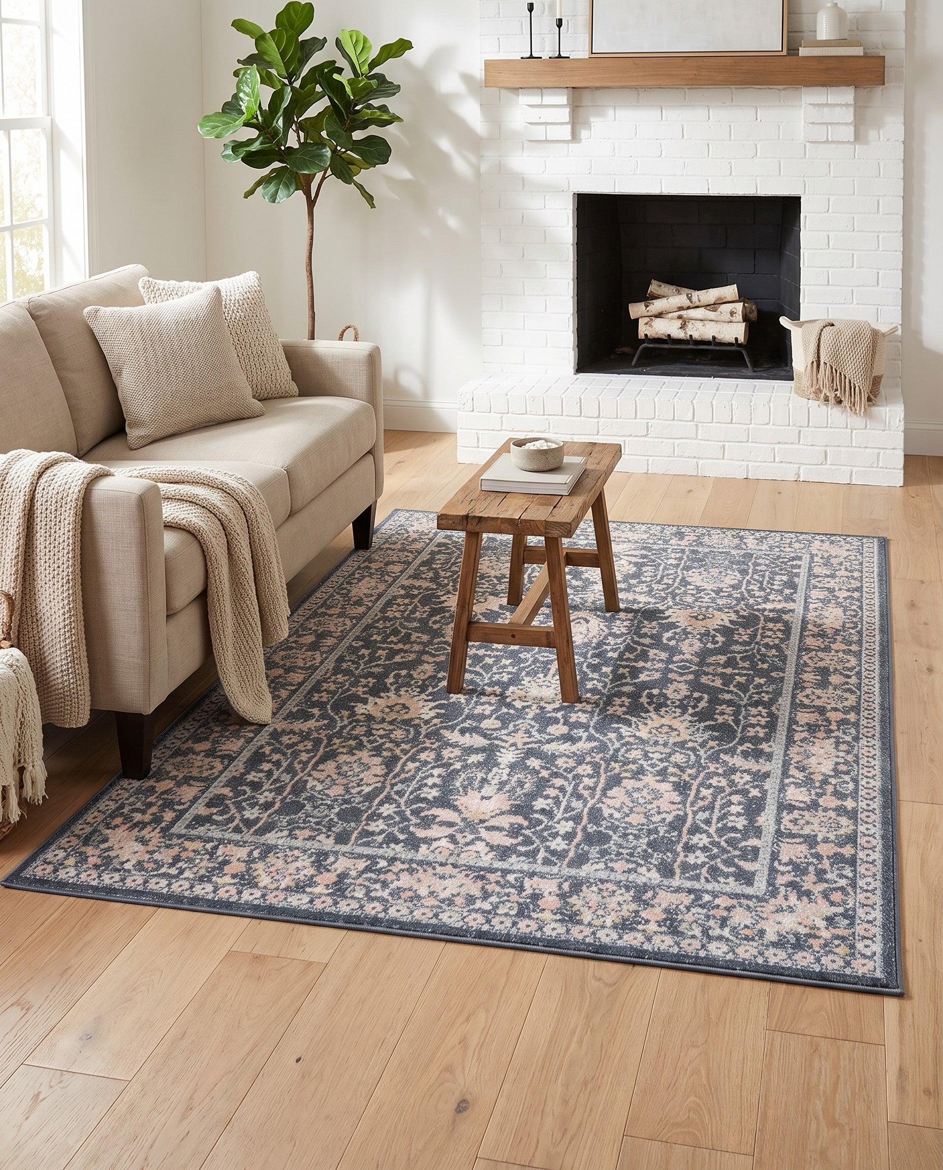Navy Blue Kamala Washable Rug