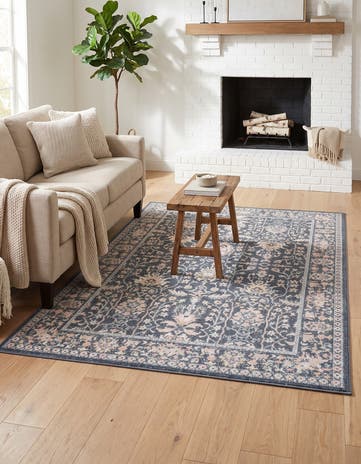 Navy Blue Kamala Washable Rug