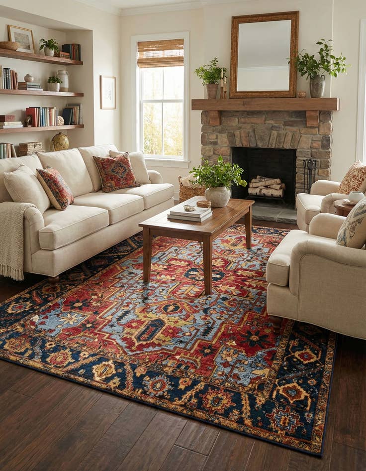 Detail image of  6' x 9'  Washable Traditional Indoor / Outdoor Rug