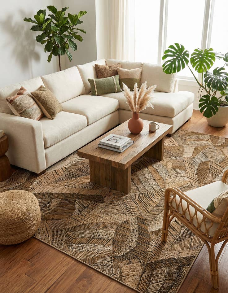 Detail image of 10' x 13'  Washable Botanical Indoor / Outdoor Rug