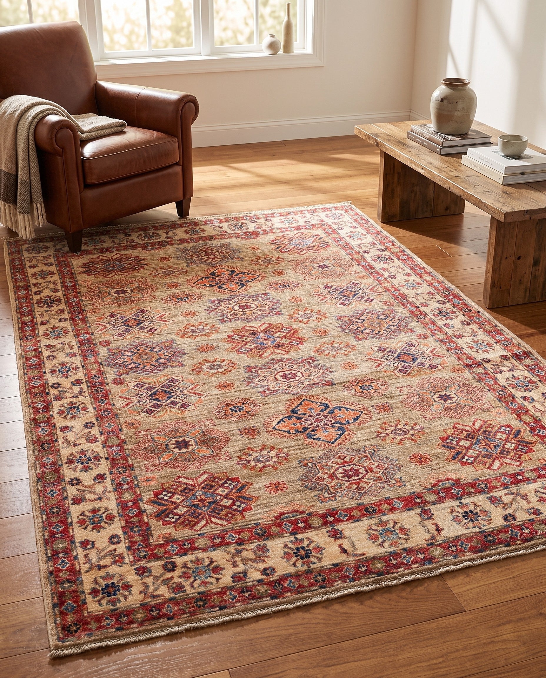 4' 11 x 6' 11 Hand Knotted Kazak Rug