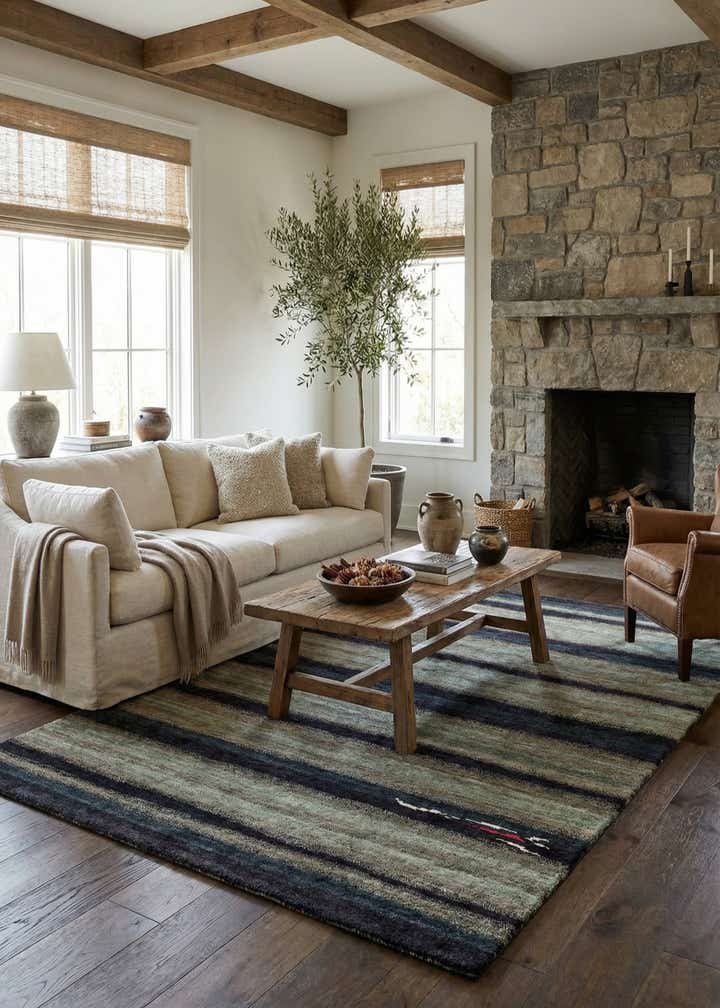 4' 9 x 7' Hand Knotted Gabbeh Wool Rug