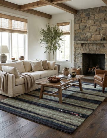 4' 9 x 7' Hand Knotted Gabbeh Wool Rug