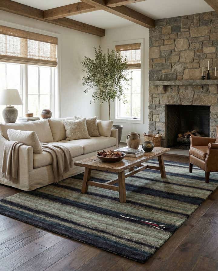 4' 9 x 7' Hand Knotted Gabbeh Wool Rug