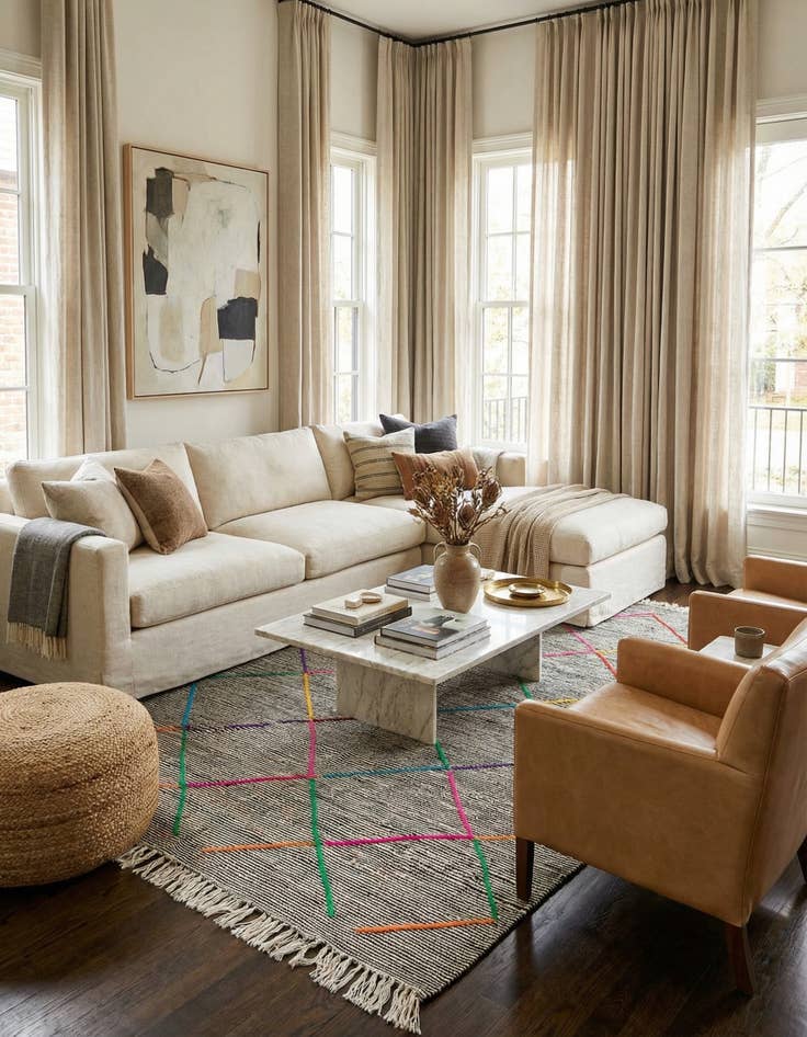 Detail image of 4' 9 x 7' 7  Hand Knotted Moroccan Wool Rug