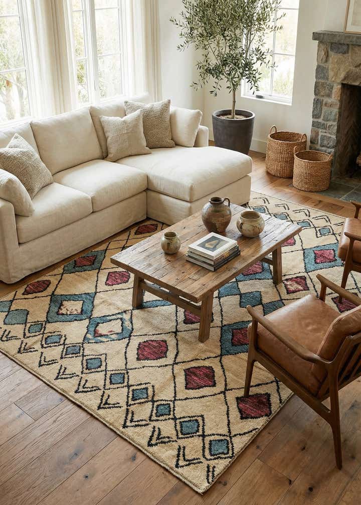 9' x 12' 5 Hand Knotted Moroccan Wool Rug