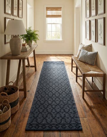 Navy Blue Hand Woven Larsa Jute Runner Rug