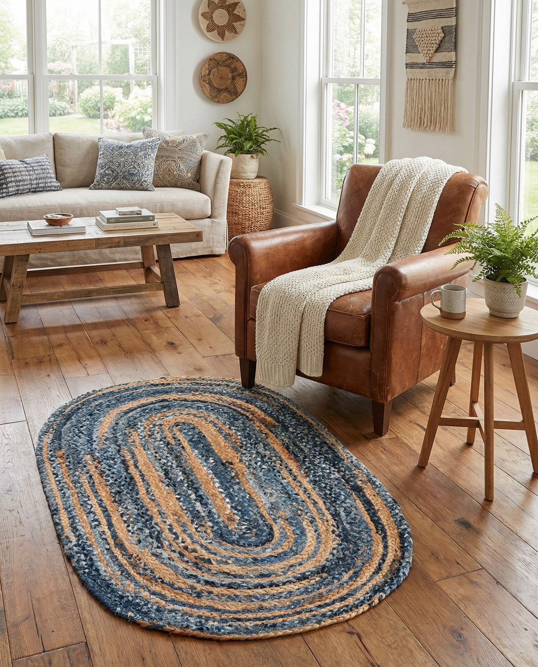  3' 3 x 5' 1  Hand Braided Chindi Oval Rug