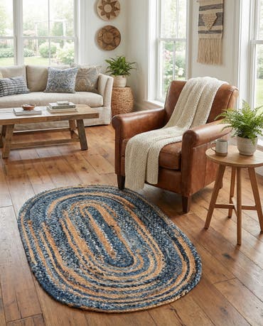  3' 3 x 5' 1  Hand Braided Chindi Oval Rug