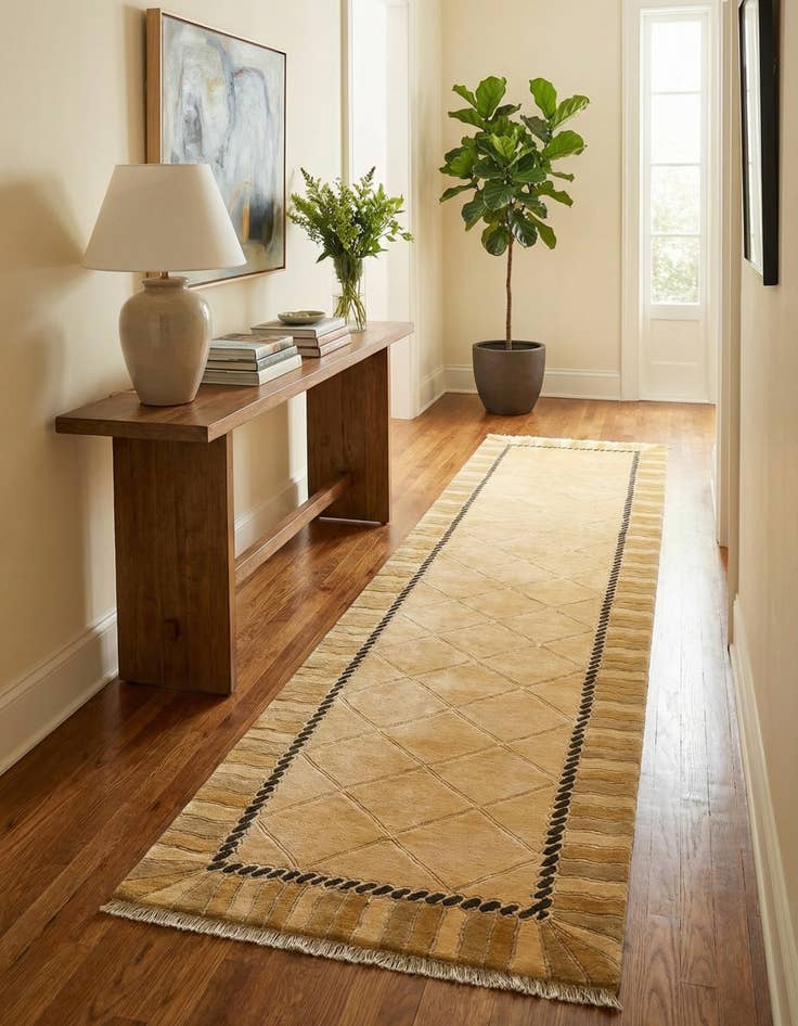 Detail image of 3' 5 x 13' 3  Hand Knotted Darya Wool Runner Rug