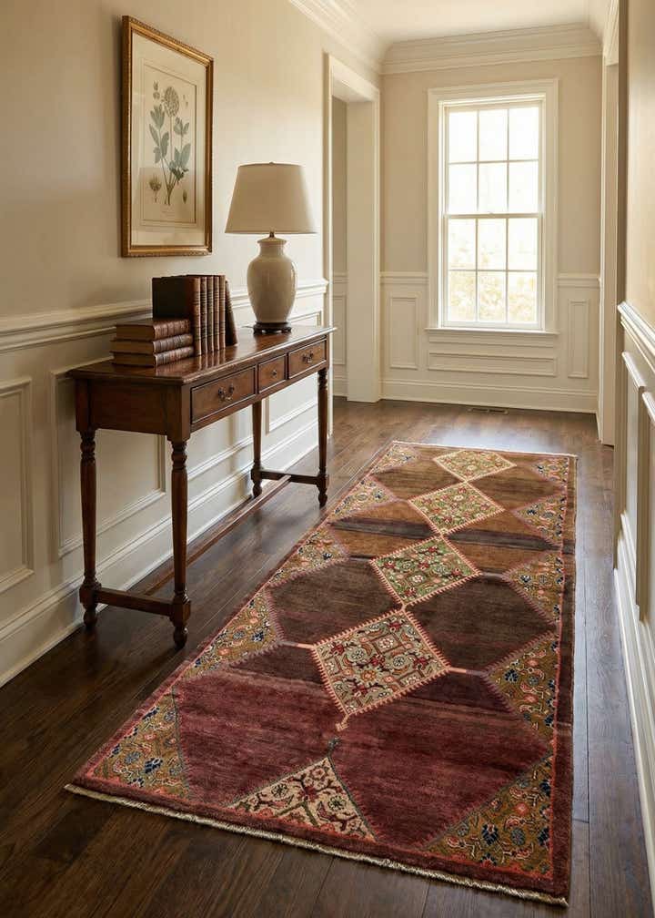 3' 10 x 9' 10 Hand Knotted Farahan Persian Wool Runner Rug
