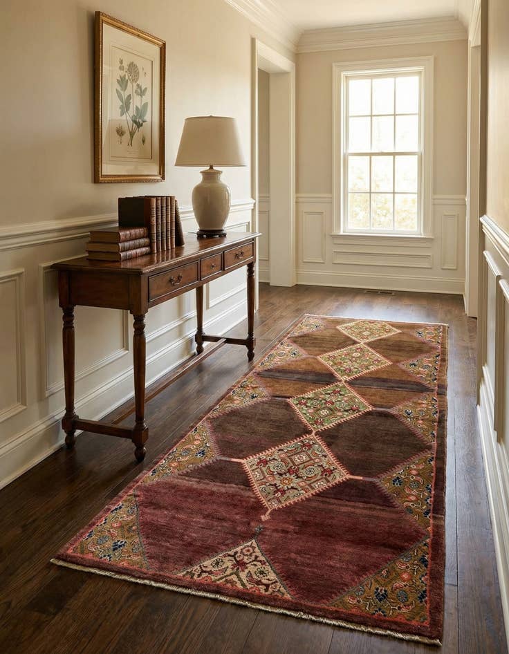 Detail image of 3' 10 x 9' 10 Hand Knotted Farahan Persian Wool Runner Rug