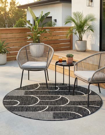 4' x 4' Easy-Clean Modern Indoor / Outdoor Round Rug