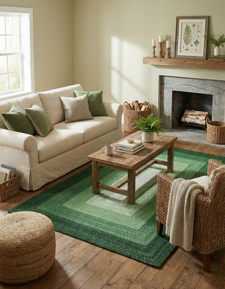 Detail image of  5' 1 x 8'  Hand Hand Braided Wool Rug