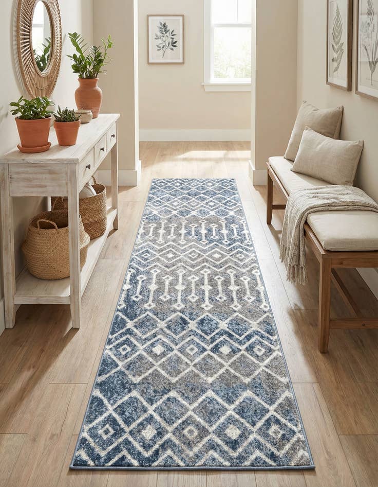 Detail image of 2' 7 x 10' Bohemian Trellis Runner Rug