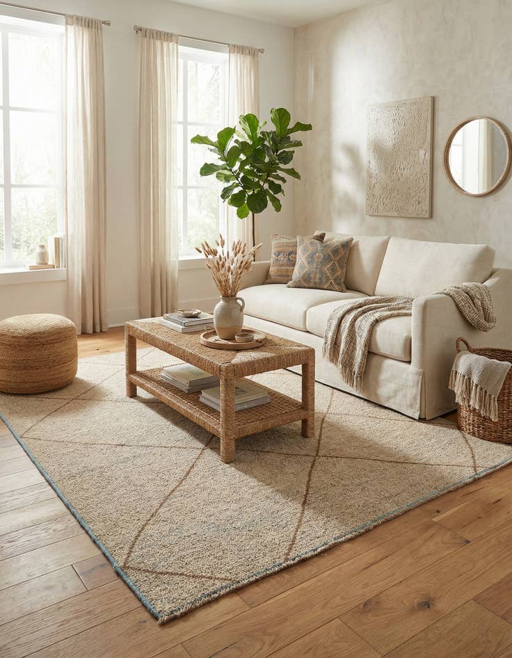 Detail image of 6' 1 x 9' 2  Hand Knotted Moroccan Wool Rug