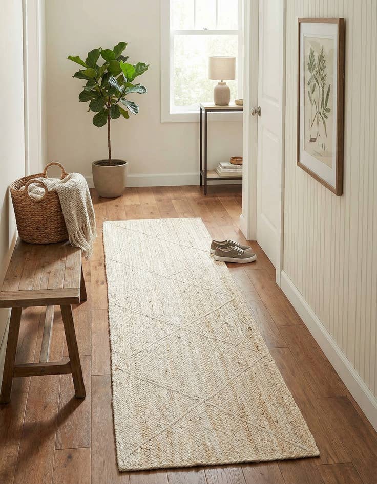 Detail image of  2' 2 x 8' 2  Hand Braided Jute Runner Rug