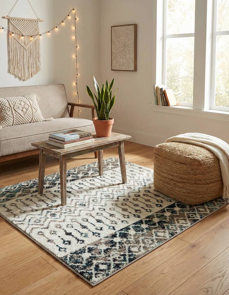 Detail image of  3' x 3' Moroccan Trellis Square Rug