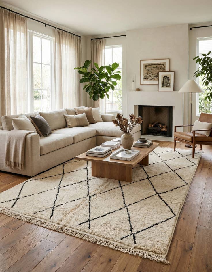 Detail image of 6' 5 x 10'  Hand Knotted Moroccan Wool Rug