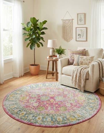 Pink Paragon Round Rug
