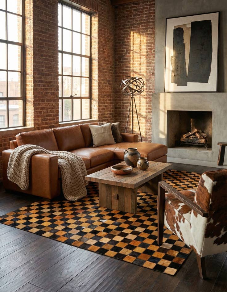 Detail image of 5' 2 x 8' 1 Cowhide - Patchwork Rug