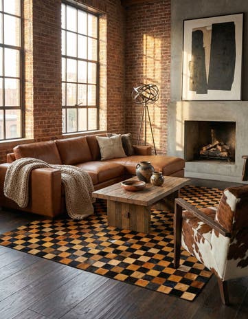 5' 2 x 8' 1 Cowhide - Patchwork Rug