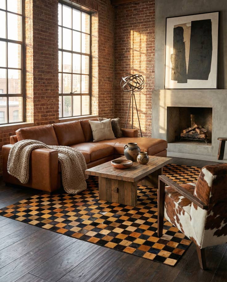 Detail image of 5' 2 x 8' 1 Cowhide - Patchwork Rug