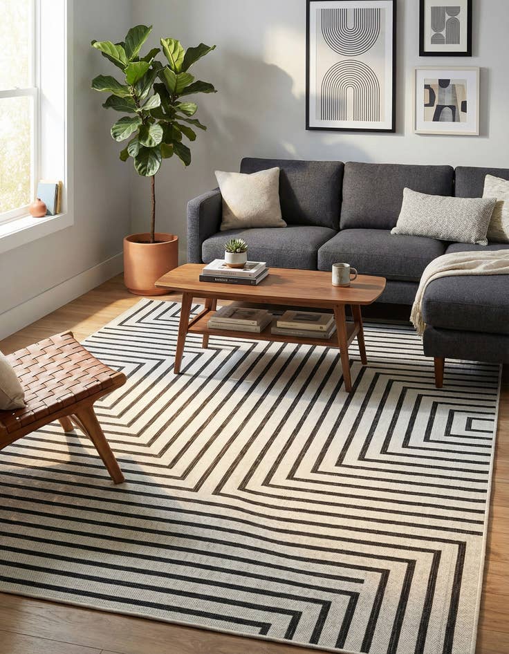 Detail image of  7' x 10'  Washable Modern Indoor / Outdoor Rug