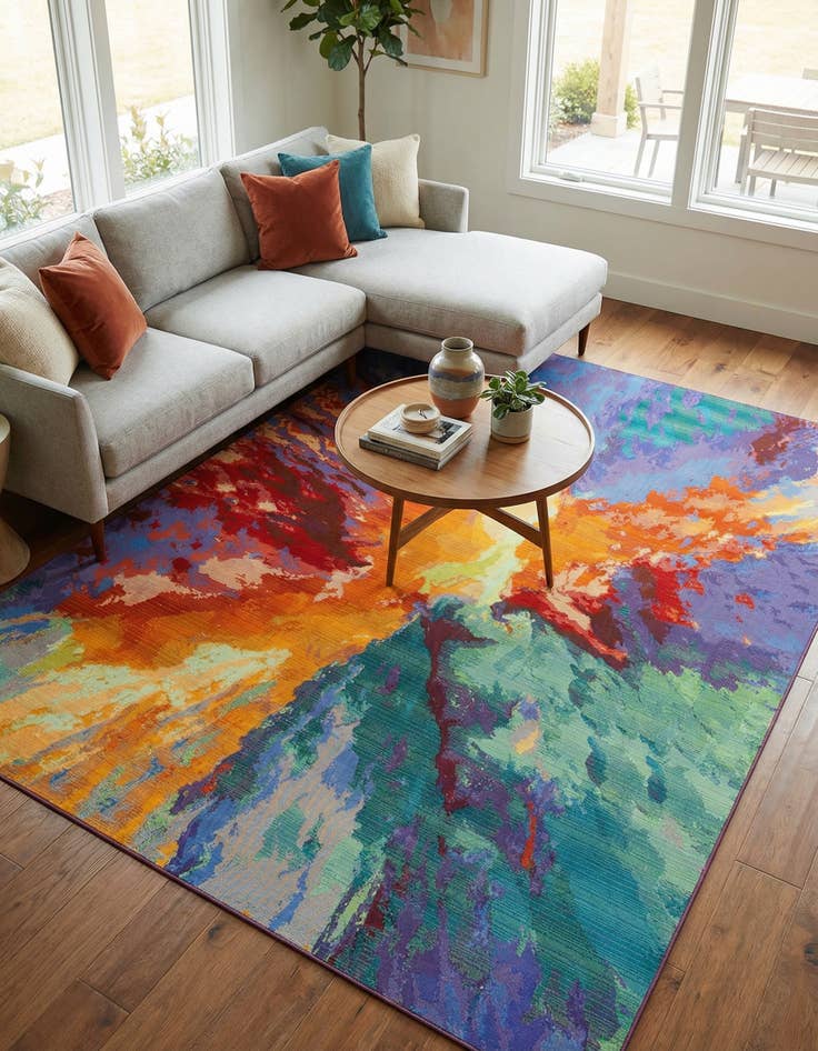 Detail image of 7' 10 x 11'  Washable Modern Indoor / Outdoor Rug