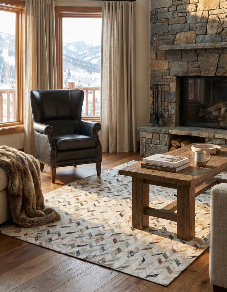 Detail image of 5' x 8' Cowhide Leather Rug