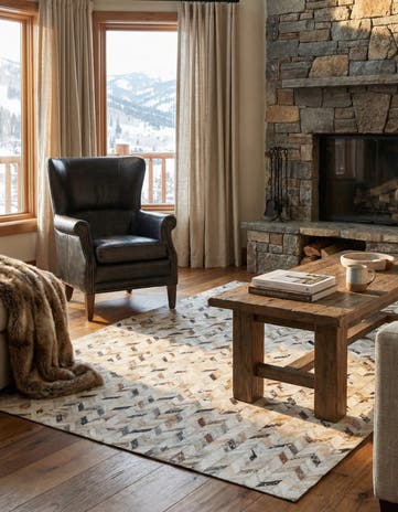 5' x 8' Cowhide Leather Rug
