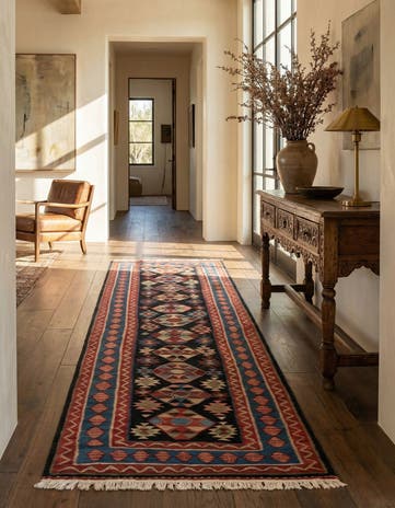 4' 6 x 11' 7 Kilim Wool Runner Rug