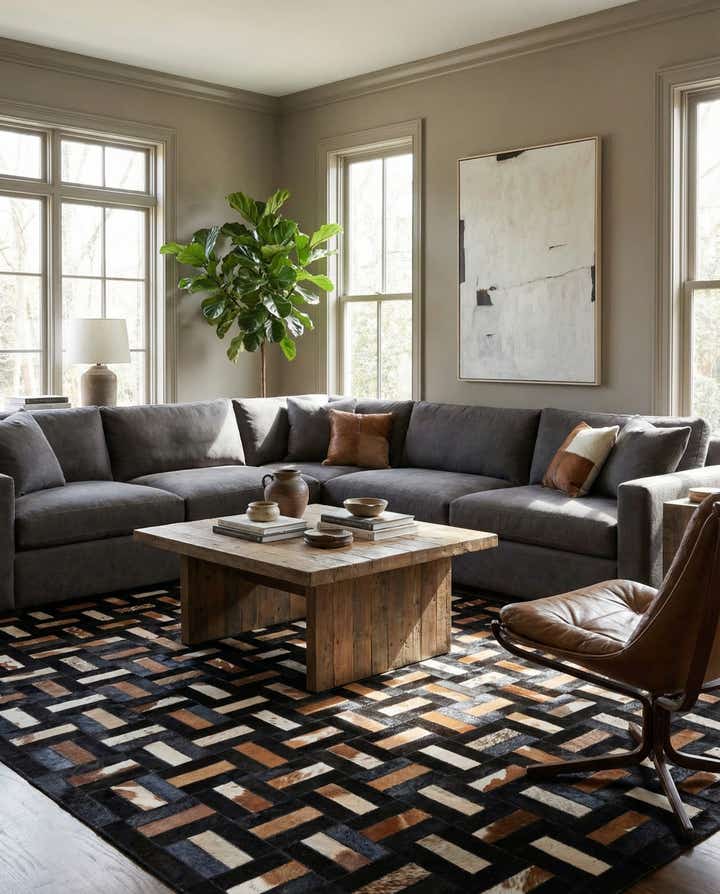 5' 3 x 8' 1 Cowhide - Patchwork Rug