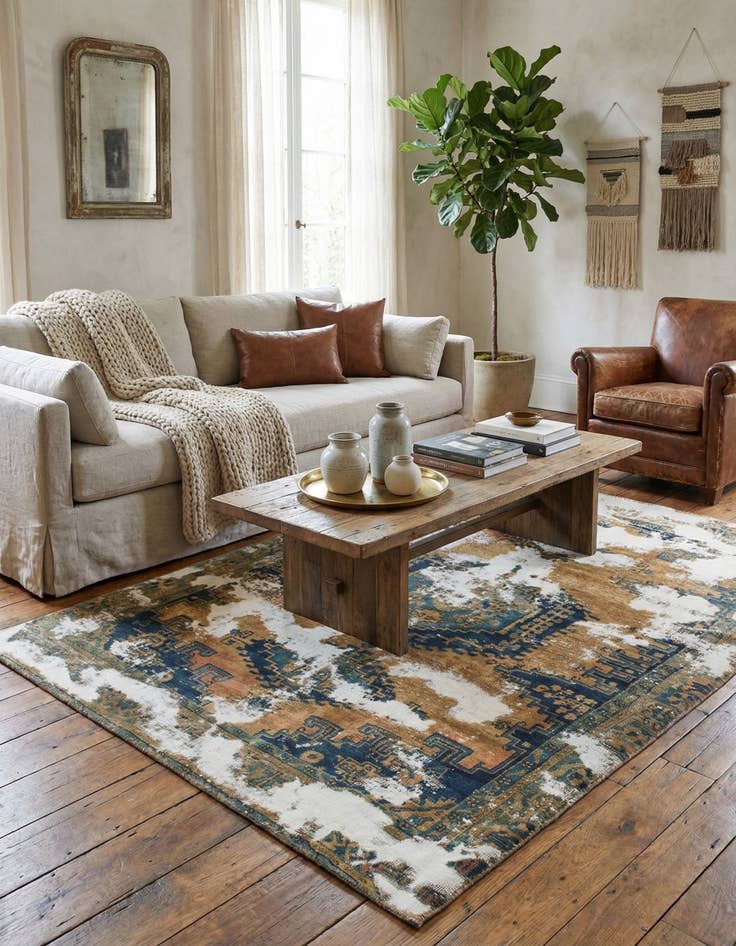 Detail image of 4' 10 x 6' 10  Hand Knotted Ultra Vintage Persian Wool Rug